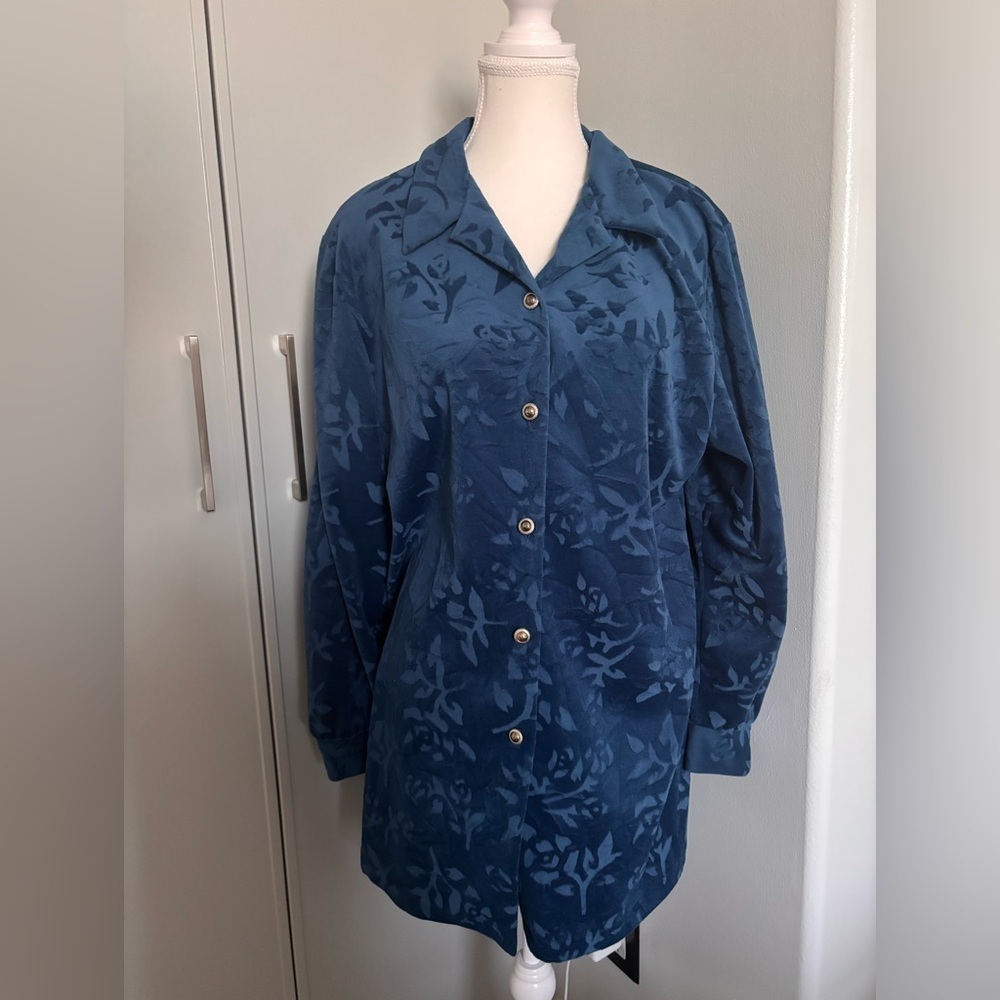 Diane Von Furstenberg Navy Velvet Blouse
